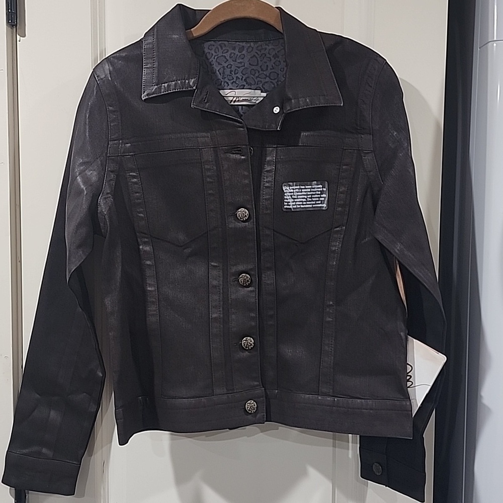 MIRACLEBODY by Miraclesuit Women's Mahogany Coated Denim Jacket Sz S NWT $156 - Picture 4 of 5